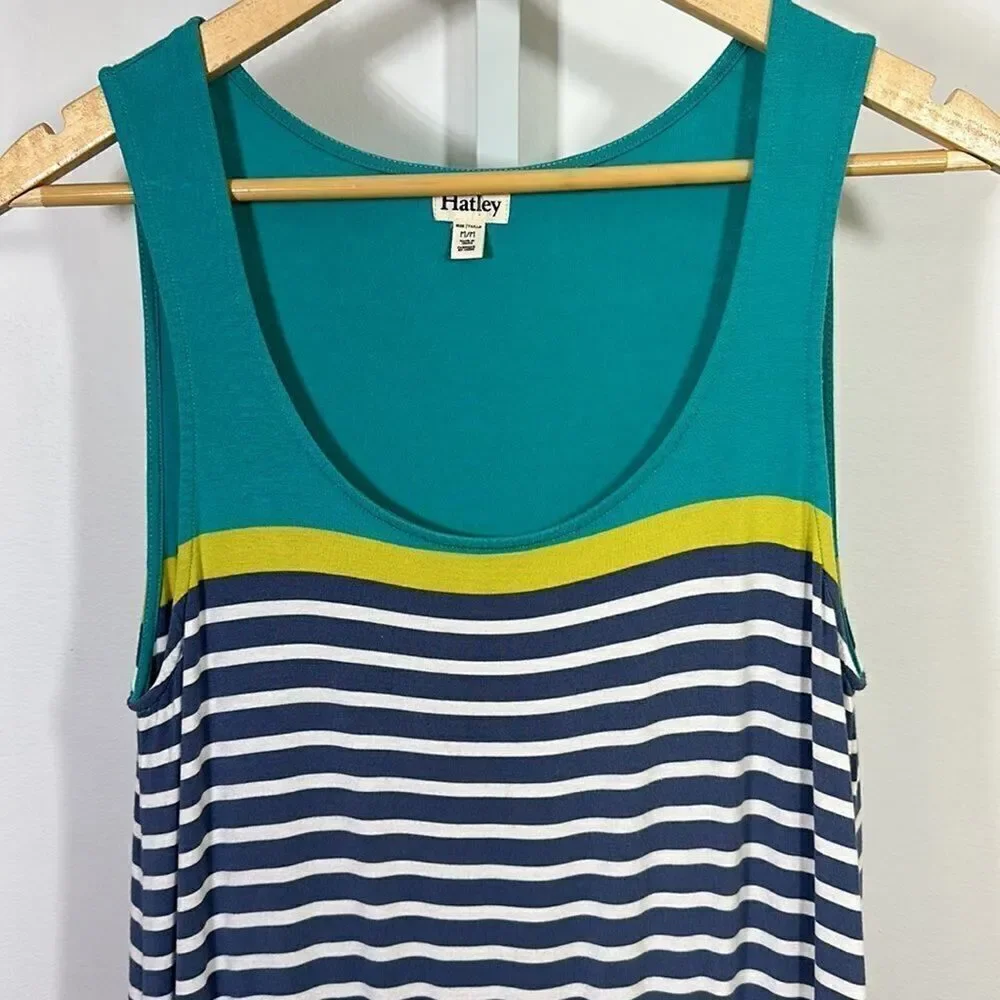 HATLEY Women’s Sleeveless Striped Maxi Tank Dress Gray/White Size Medium